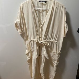 zara v neck belt dress